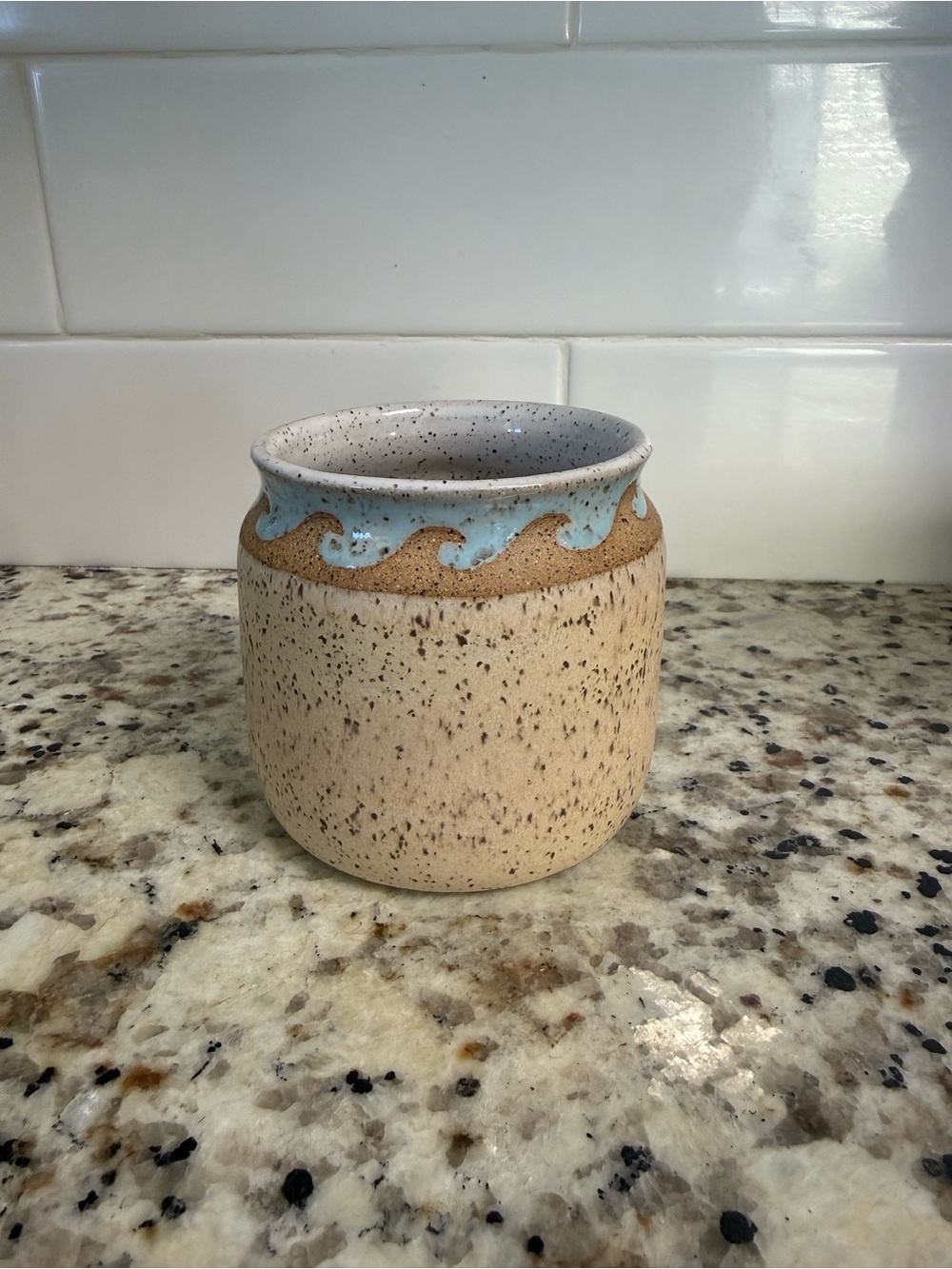 Handmade ceramic waves pot/ vase